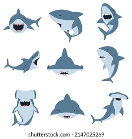 White shark and Hammer head shark set