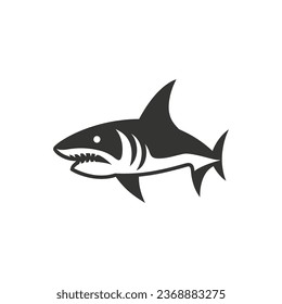 Icono de tiburón blanco sobre fondo blanco - Ilustración vectorial simple