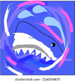 white shark illustration image design