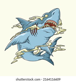 White shark. Saltwater fish. Eater Shark. Carcharodon. Big aggressive shark. 