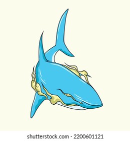 Tiburón blanco. Pescado de agua salada. Come Tiburón. Carcharodon.