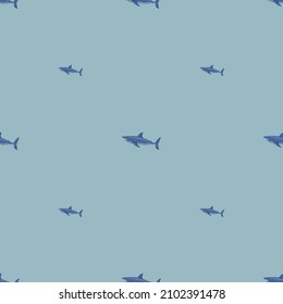 White shark seamless pattern in scandinavian style. Marine animals background. Vector illustration for children funny textile prints, fabric, banners, backdrops and wallpapers.