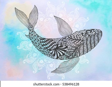 White shark vector zentangle ispired