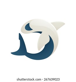 White Shark volume character logo icon symbol in vector

