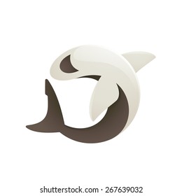 White Shark volume character logo icon symbol in vector
