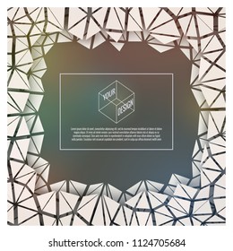 White shatter low poly frame with papercut effect for text copy message and multi purpose design in square artwork on colorful rainbow background