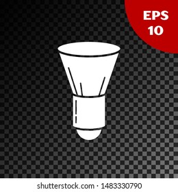 White Shaving brush icon isolated on transparent dark background. Barbershop symbol.  Vector Illustration