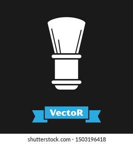 White Shaving brush icon isolated on black background. Barbershop symbol.  Vector Illustration