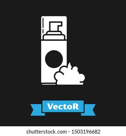 White Shaving gel foam icon isolated on black background. Shaving cream.  Vector Illustration