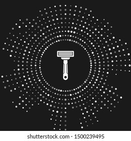 White Shaving razor icon isolated on grey background. Abstract circle random dots. Vector Illustration