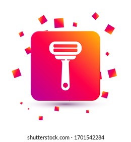 White Shaving razor icon isolated on white background. Square color button. Vector Illustration