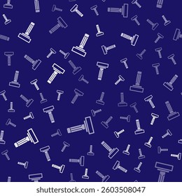 White Shaving razor icon isolated seamless pattern on blue background.  Vector