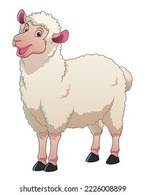 White Sheep Cartoon Animal Illustration