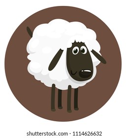 White Sheep Cartoon Mascot Character Standing. Vector Illustration Isolated on white