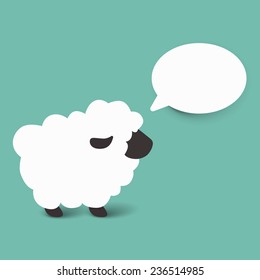 White sheep cartoon vector illustration. Isolated. Use for card, poster, banner, web design and print on t-shirt. Easy to edit. Vector illustration.