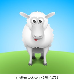 White sheep. Cheerful sheep.