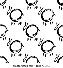 White sheep. Cute blac and white seamless pattern. Hand drawn cartoon collection. Vector illustration.