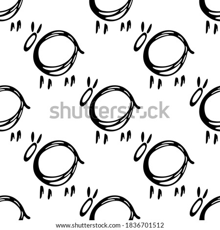 White sheep. Cute blac and white seamless pattern. Hand drawn cartoon collection. Vector illustration.