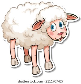 White sheep farm animal cartoon sticker illustration