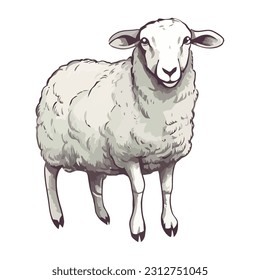 White sheep farm animal icon isolated