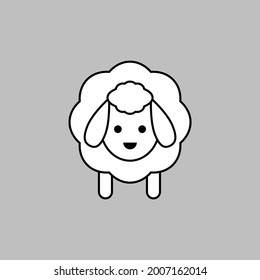 White sheep icon. Vector drawing. Lamb linear outline isolated illustration. 