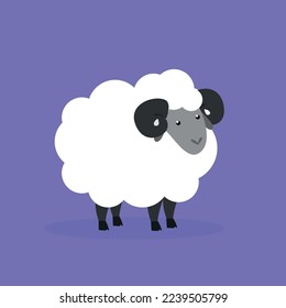 White sheep - illustration, vector, cartoon