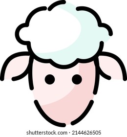 White sheep, illustration, vector on a white background.