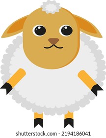 White sheep, illustration, vector on a white background.
