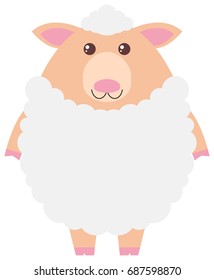 White sheep on white background illustration