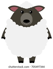 White sheep on white background illustration
