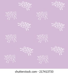 white sheep on a purple background.