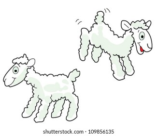 White sheep over white background