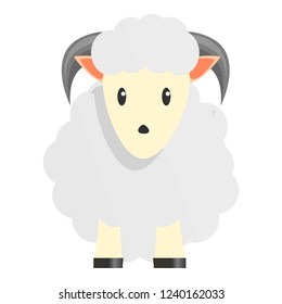 White sheep ram icon. Cartoon of white sheep ram vector icon for web design isolated on white background