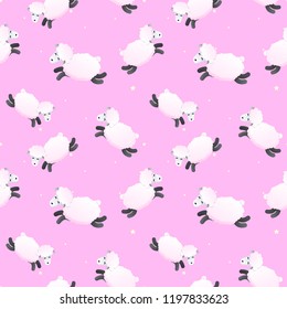 White sheeps. Seamless background. Vector illustration