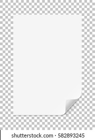 Hoja blanca con una esquina doblada en el fondo aislado. Listo para usar - vector de stock.