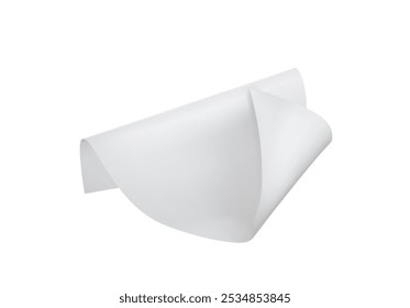 A white sheet is curved on a white background. Vector illustration