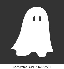 White Sheet Ghost Silhouette On Black Background. Vector.