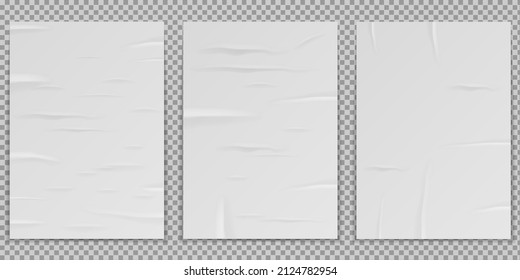 White Sheet of old crumpled paper, crumpled paper texture, vector