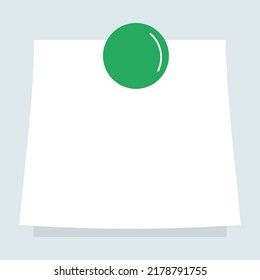 A white sheet on a magnet or button is glued to the wall. Flat vector illustration, eps10