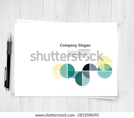 White sheet of paper and abstract design.Realistic vector background eps10