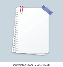 White sheet of paper in flat style. Empty paper note vector illustration on isolated background. Blank document sign business concept.