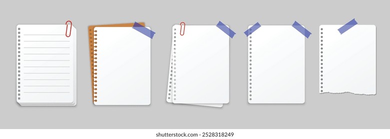 White sheet of paper in flat style. Empty paper note vector illustration on isolated background. Blank document sign business concept.