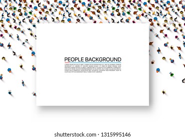 White sheet of paper on a background with people. Vector illustration.