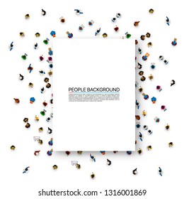 White sheet of paper on a background with people. Vector illustration.