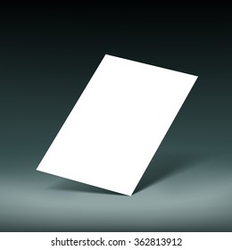 White sheet of paper on a dark background. Stock vector image.