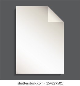 White sheet of paper on gray background - Vector illustration