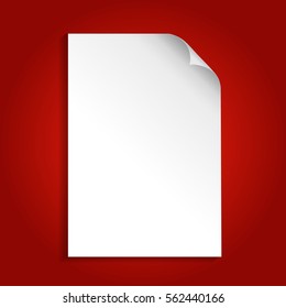 A white sheet of paper on a red background.