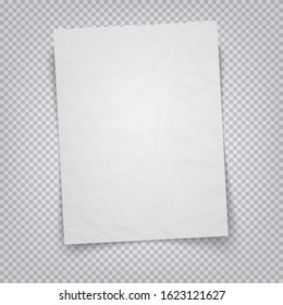 White sheet of paper on a transparent background. Vector illustration realistic A4 sheet with tear-off place