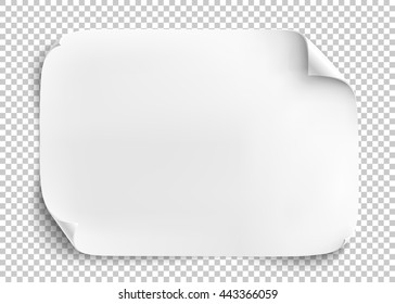 White Sheet Of Paper On Transparent Background. Vector Illustration.
