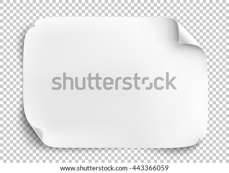 White sheet of paper on transparent background. Vector illustration.